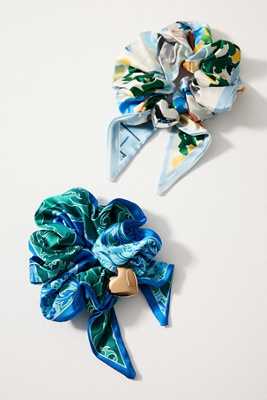 By Anthropologie Charm Scarf Scrunchie In Blue