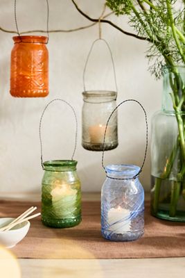 Mini Recycled Glass Hanging Lantern