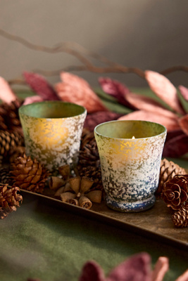 Terrain Colorful Rustic Glass Votive Holders, Set Of 2 In Gold