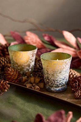Colorful Rustic Glass Votive Holders, Set of 2