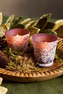 Colorful Rustic Glass Votive Holders, Set of 2