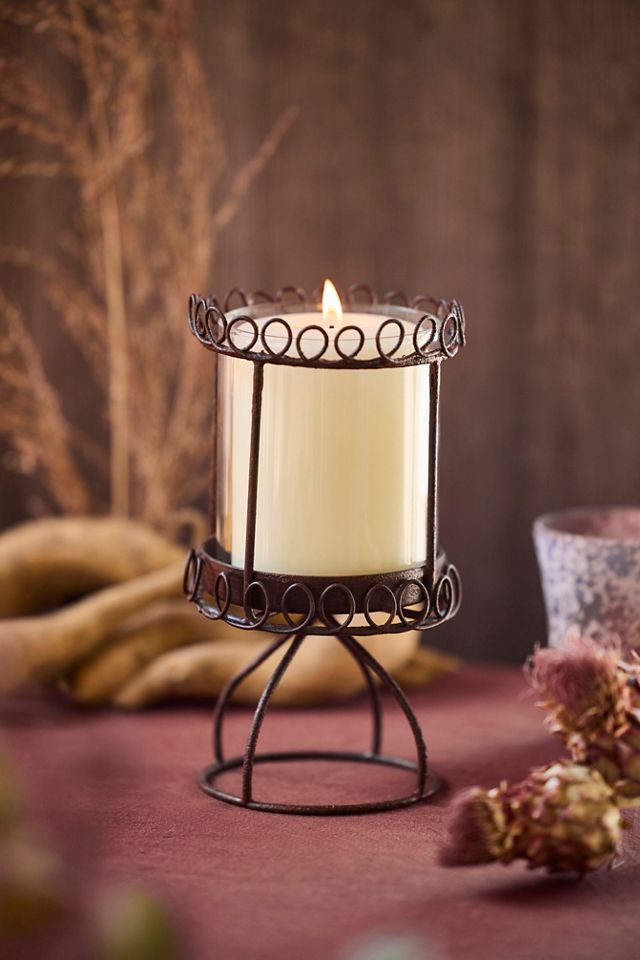 Footed Iron + Glass Votive Holder #1