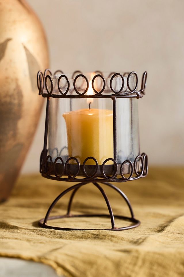 Footed Iron + Glass Votive Holder #2