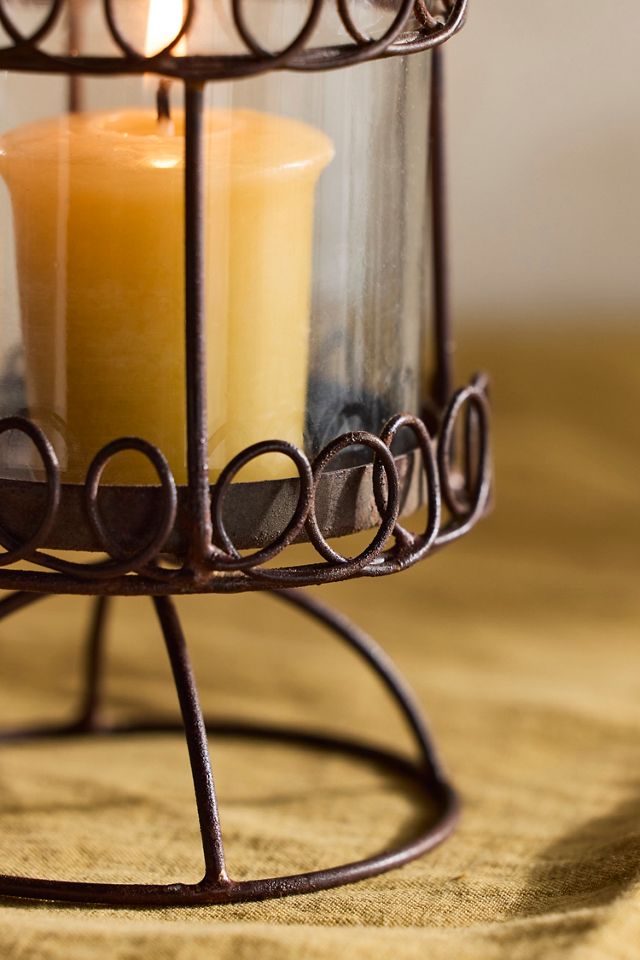 Footed Iron + Glass Votive Holder #3