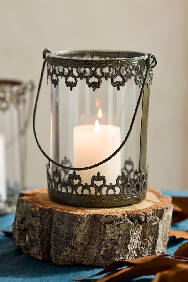 Lace Filigree Iron + Glass Lantern #1