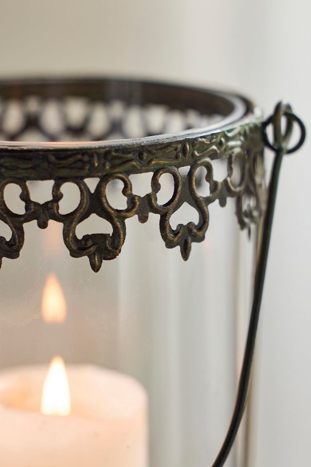 Lace Filigree Iron + Glass Lantern #2