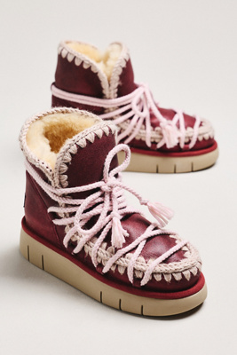 Mou Lace-up Bounce Ankle Boots In Purple