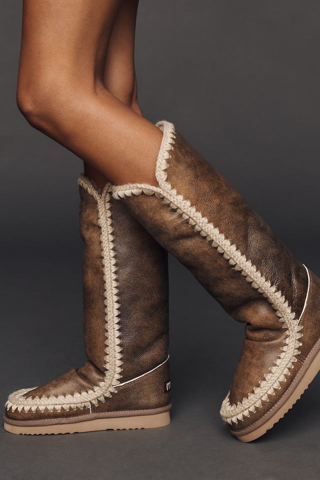 MOU Stitched Detail Sheepskin Tall Boots #1