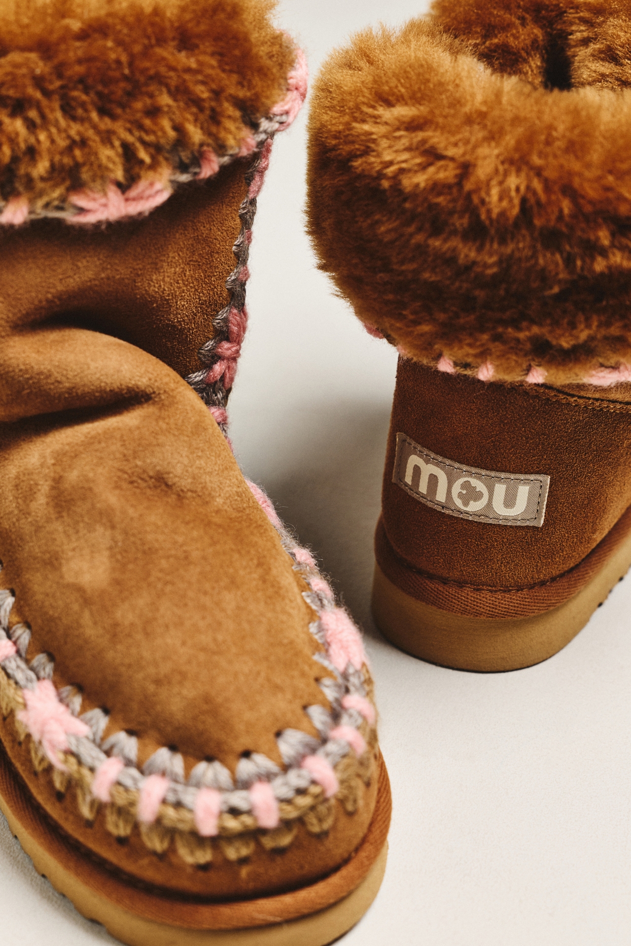 MOU Stitched Detail Sheepskin Boots
