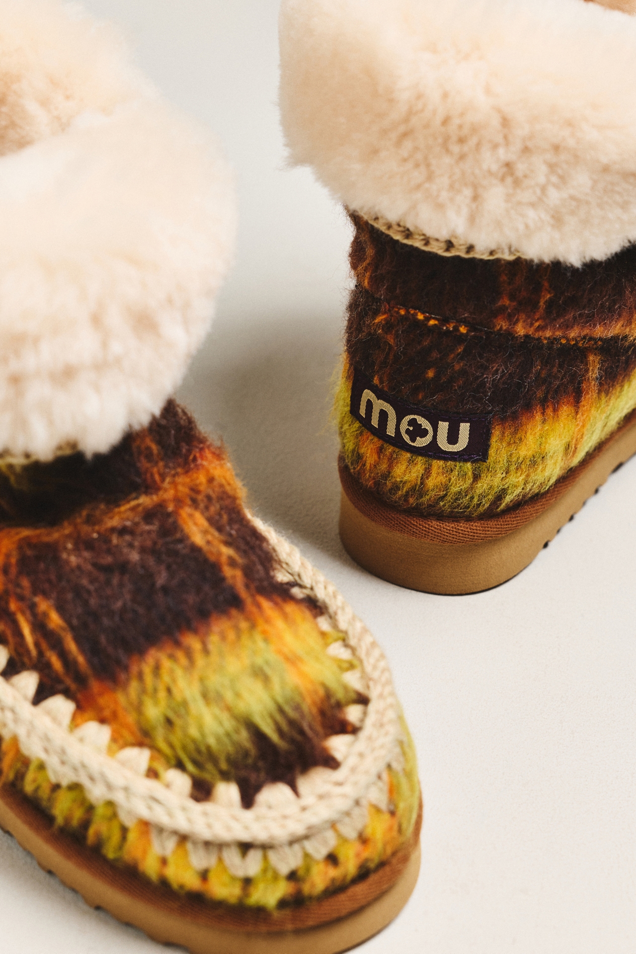 MOU Plaid Stitched Detail Boots