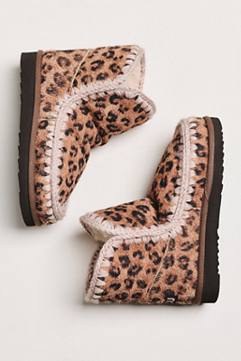 Mou Leopard Stitched Detail Suede Boots In Brown