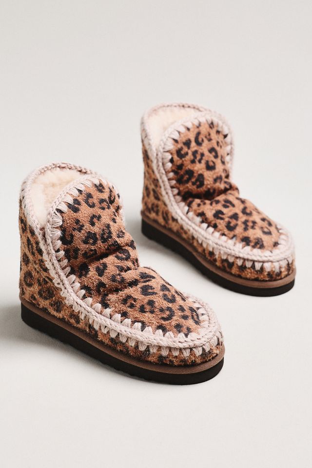 MOU Leopard Stitched Detail Suede Boots #1