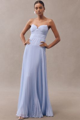AMUR Saylor Sleeveless Pleated A-Line Maxi Dress