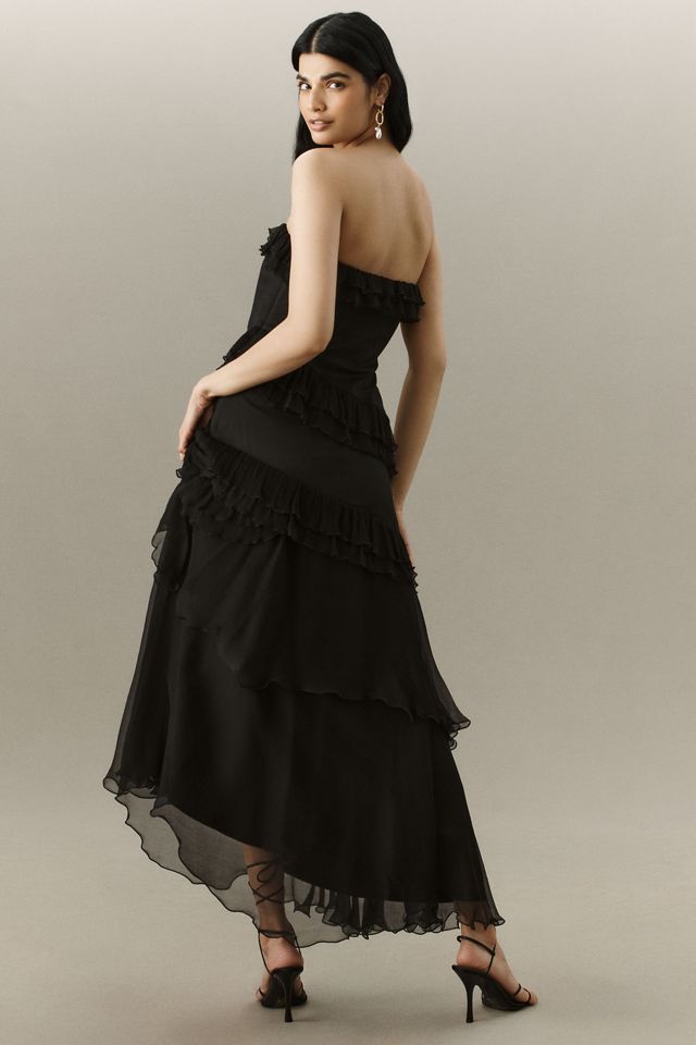 AMUR Harrison Silk Strapless Maxi Dress #1