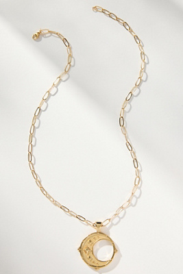 Jane Win Forever Moon & Back Pendant Coin Necklace