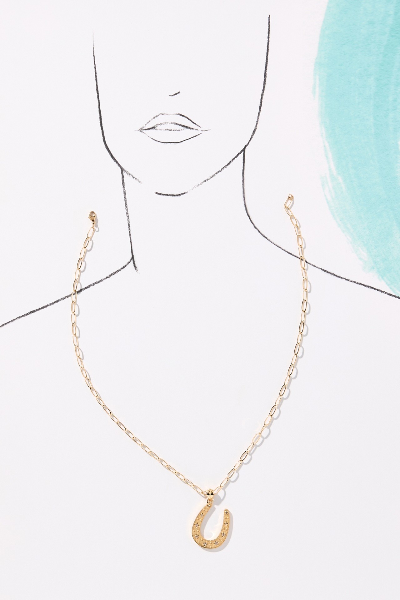 Jane Win Lucky Starry Horseshoe Pendant Necklace