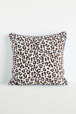 Anthropologie Ruthie Cotton Embroidered Leopard Pillow In Multi