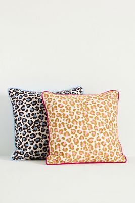 Ruthie Cotton Embroidered Leopard Pillow