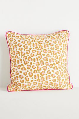 Ruthie Cotton Embroidered Leopard Pillow