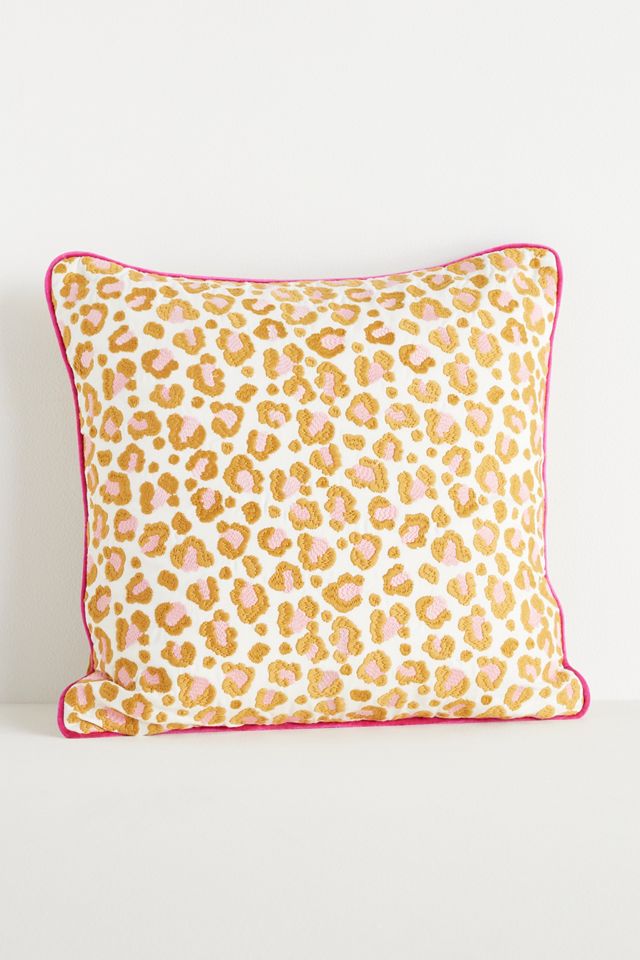 Ruthie Cotton Embroidered Leopard Pillow #1