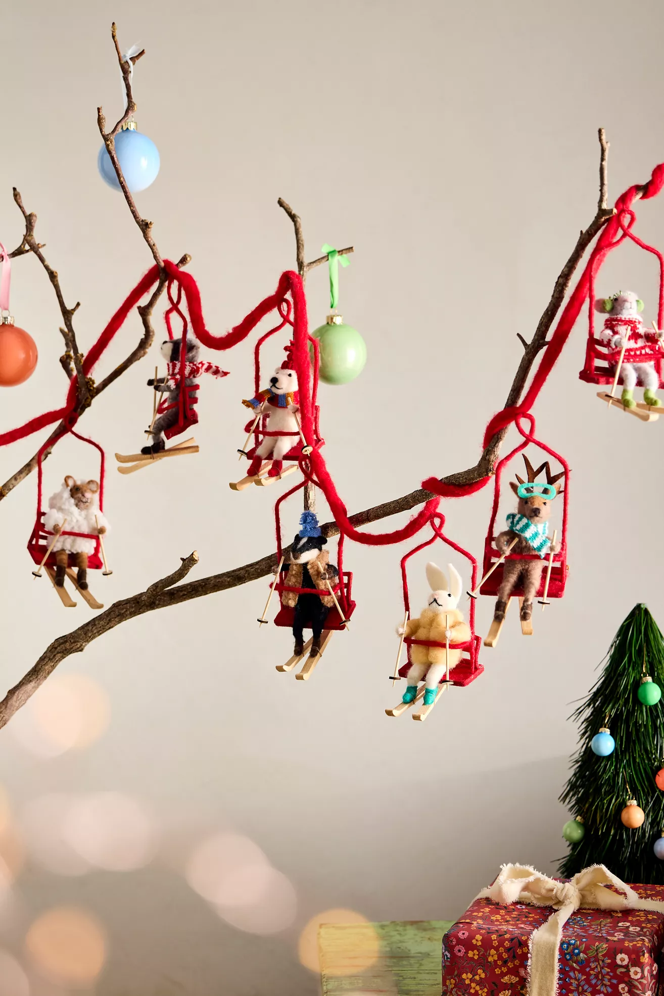 Terrain Ski Lift Felt Critter Garland, 72”