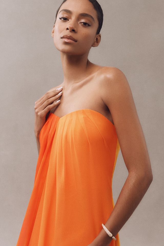 Milly Sunset Stripe Strapless Draped Maxi Dress #1
