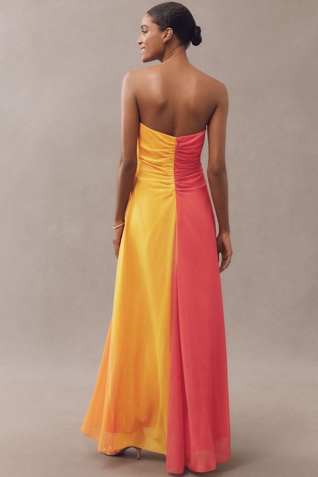Milly Sunset Stripe Strapless Draped Maxi Dress #2