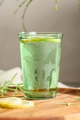 Etched Mushroom Glass, Greens