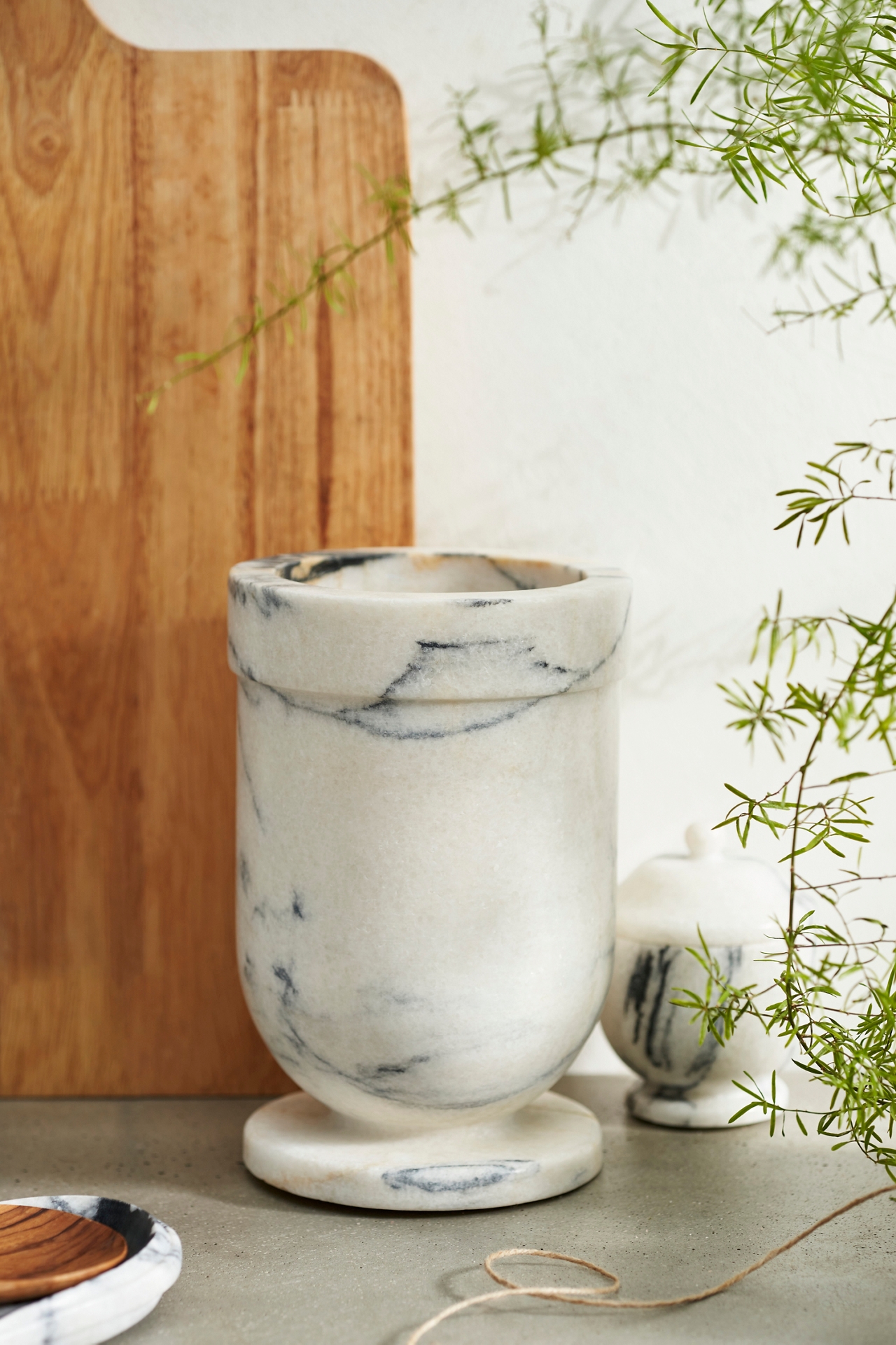 Smoky White Marble Utensil Holder