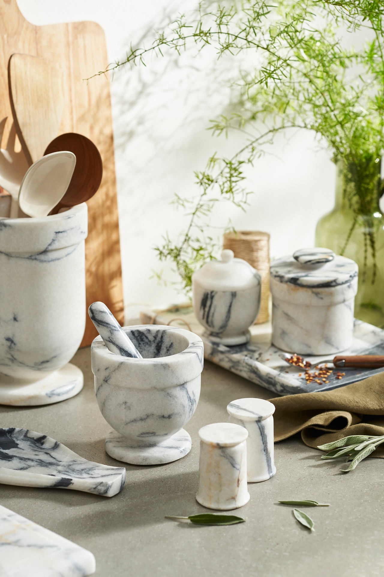 Smoky White Marble Utensil Holder
