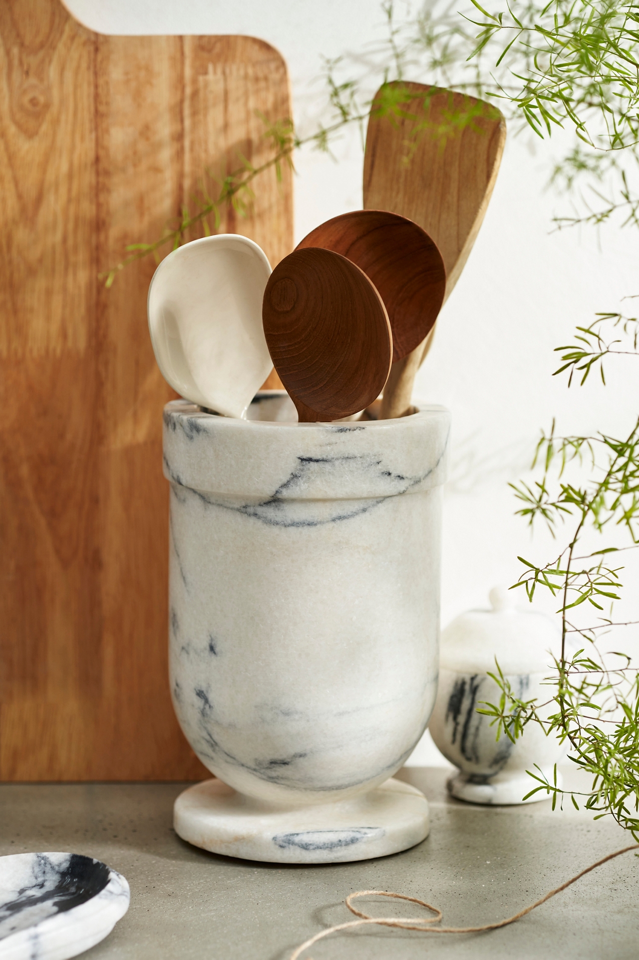 Smoky White Marble Utensil Holder