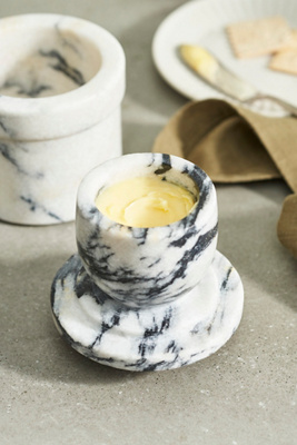 Smoky White Marble Butter Keeper