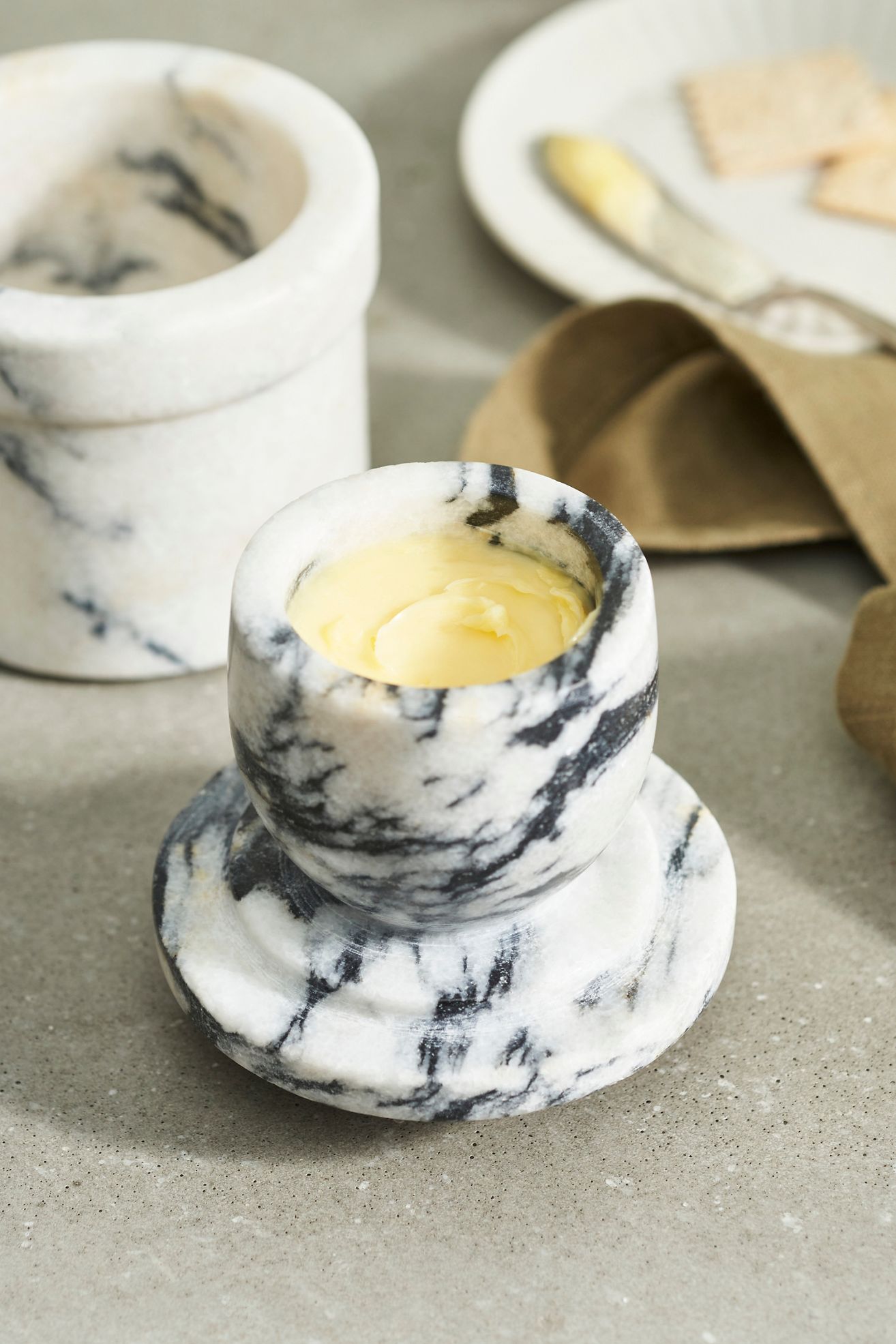 Smoky White Marble Butter Keeper - Multi, One Size