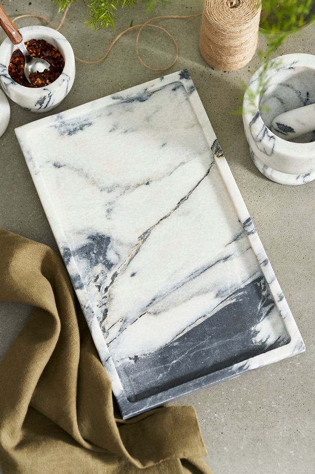 Smoky White Marble Serving Tray #2