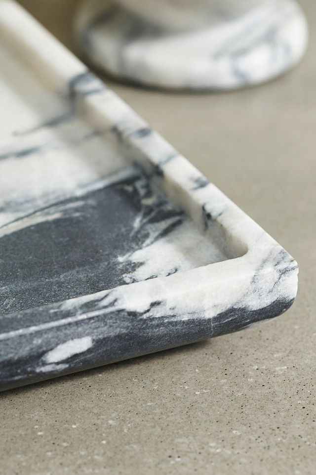 Smoky White Marble Serving Tray #1