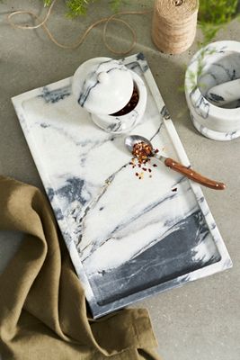 Smoky White Marble Serving Tray