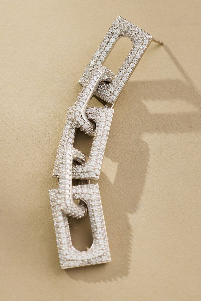 Nickho Rey Flat Block Crystal Drop Earrings #1