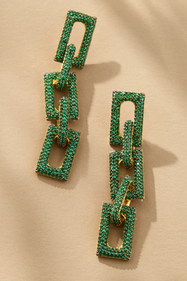 Nickho Rey Flat Block Crystal Drop Earrings