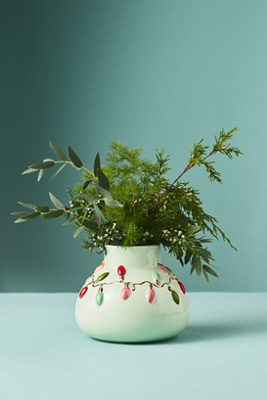 Anthropologie String Light Vase In White