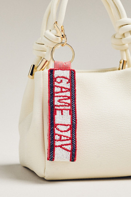 By Anthropologie Beaded Game Day Bag Charm In White