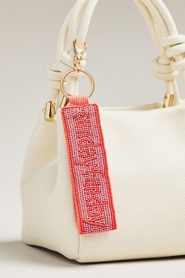 By Anthropologie Beaded Game Day Bag Charm In Pink