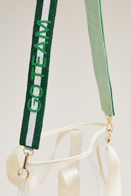 By Anthropologie Beaded Bag Strap In Green