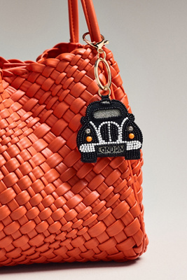 By Anthropologie City Collection Beaded Bag Charm In Black