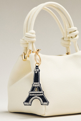 By Anthropologie City Collection Beaded Bag Charm In Black