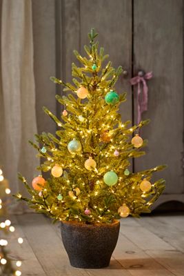 Faux Twinkling Pre-Lit Potted Norway Spruce, 4’