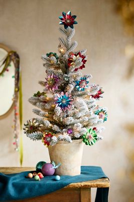 Faux Twinkling Pre-Lit Snowy Norway Spruce, Mini