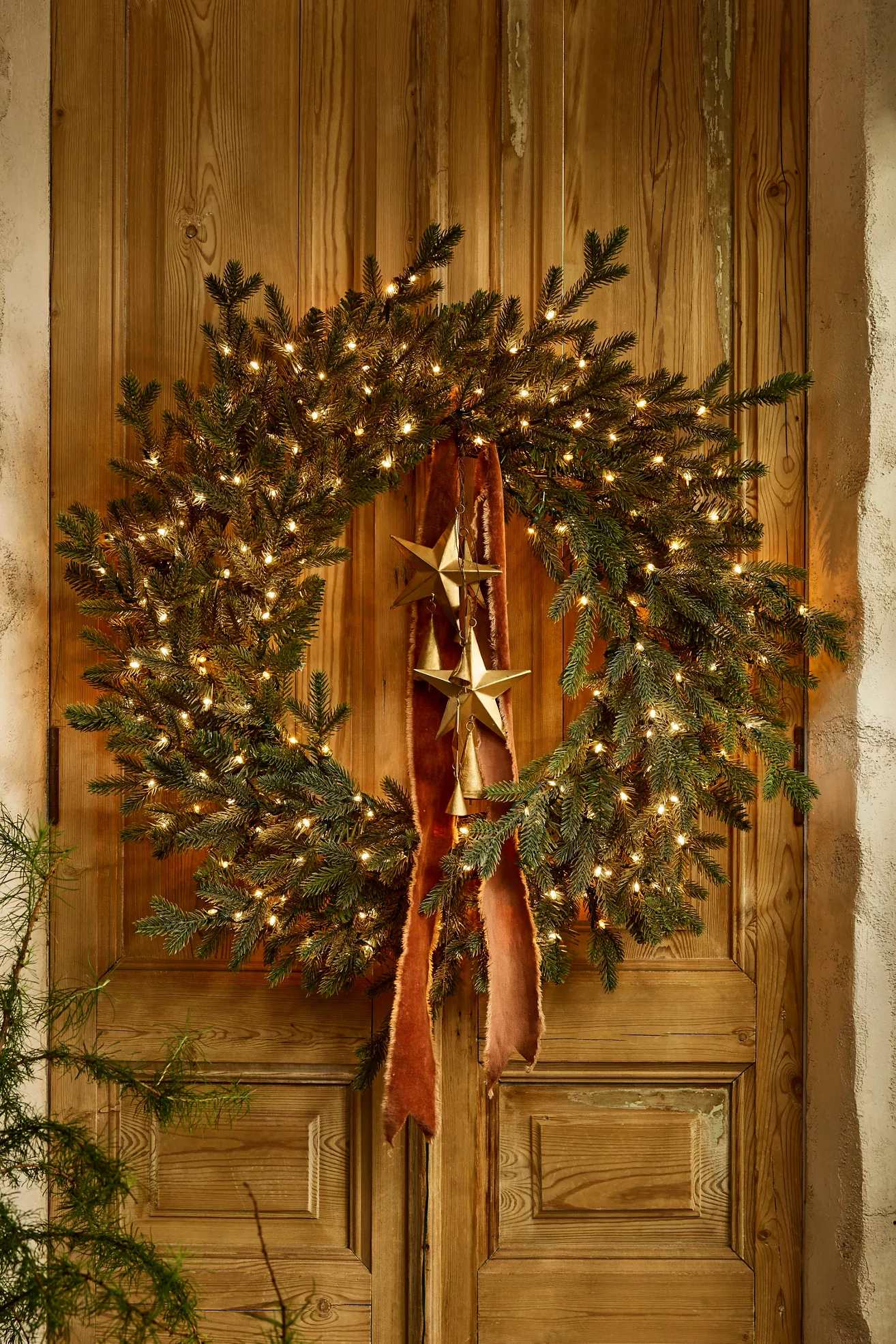 Terrain Faux Pre-Lit Outdoor Norway Spruce Wreath