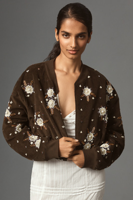 By Anthropologie Floral Embellished Cropped Jacket product page