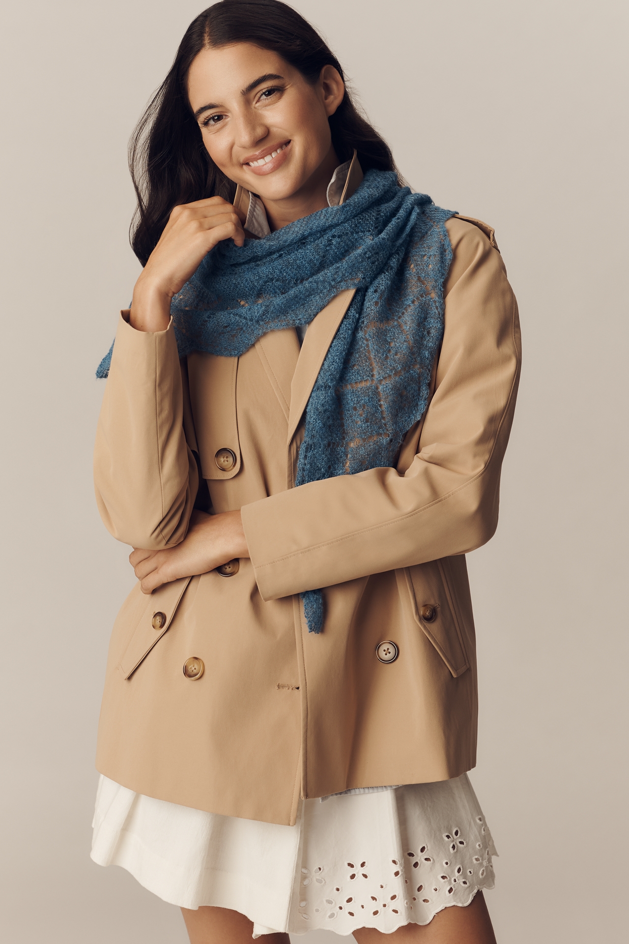 By Anthropologie Pointelle Triangle Wrap Scarf