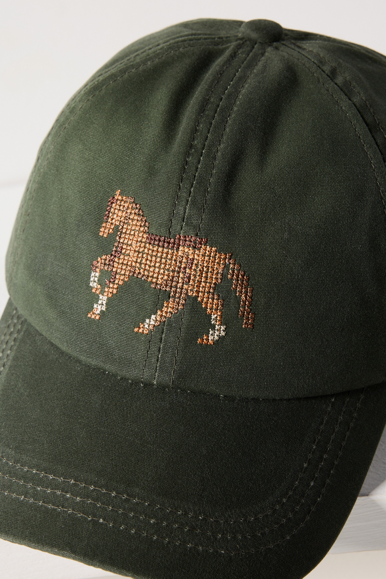Needlepoint Icon Waxed Canvas Baseball Cap